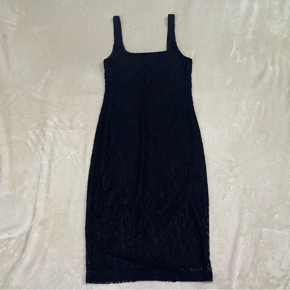 🎈Laced bodycon whimsical goth fringes casual party night out  black dress - Picture 1 of 8